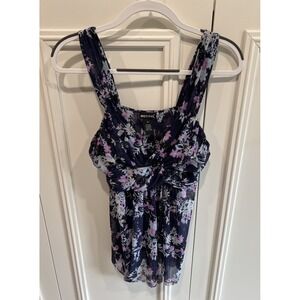 Y2K Wet Seal Floral Mesh Babydoll Top Size XL